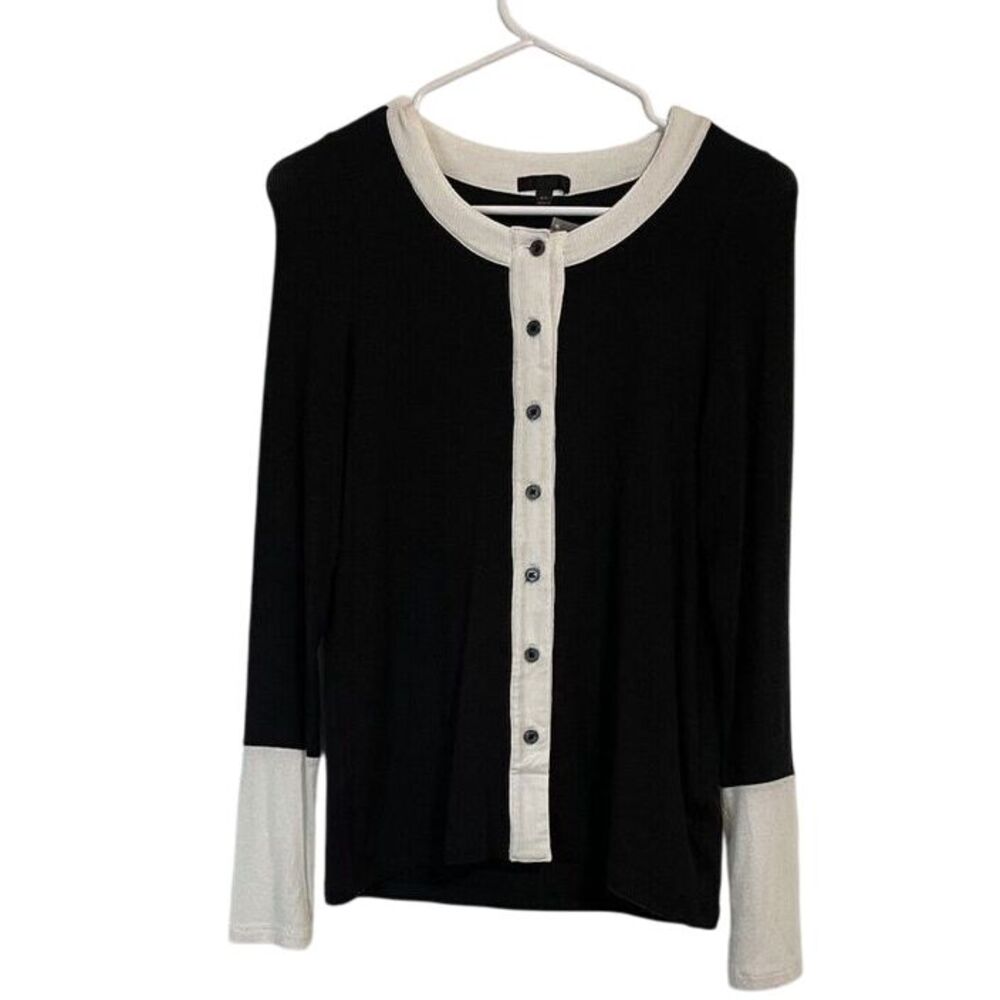 ATM Anthony Thomas Melillo Knit Cardigan Sweater Button Up Black/White NWT Small